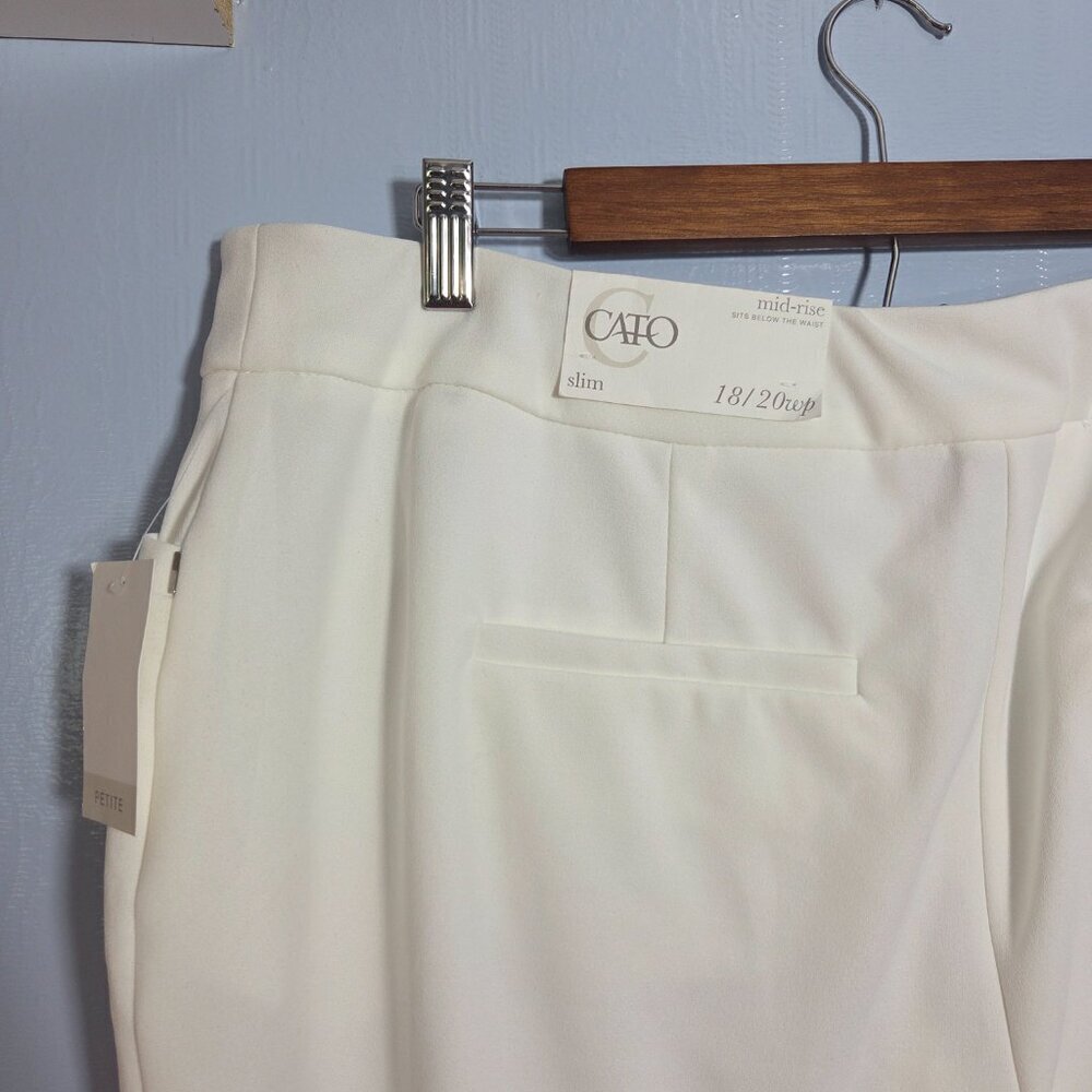 Cato 18/20 Women's Petite White Mid-Rise Slim Leg Casual Dress Pants - Picture 7 of 12